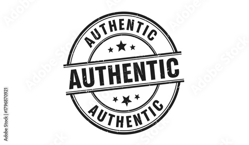 Authentic rubber stamp with distressed grunge texture on a clean white background. symbolizing originality, genuine quality, and trustworthy guarantee. perfect for branding and certification concepts.