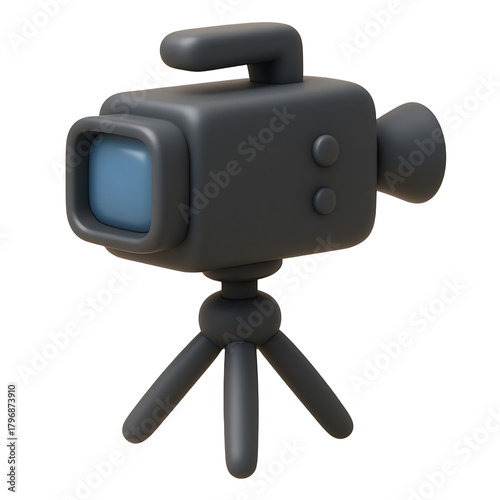 3D Video Camera Icon Isolated on White Background