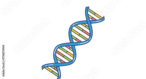 A vibrant illustration of the DNA double helix, the molecular blueprint for life, evolution, and genetic information