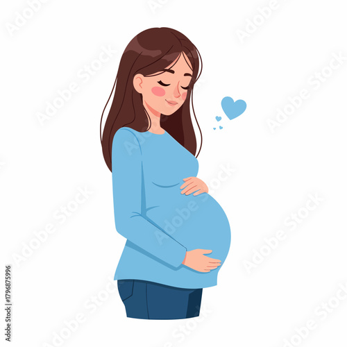 Happy Pregnant Woman Holding Baby Bump