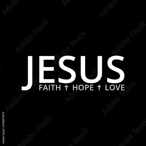  Jesus, faith hope love icon isolated on black background