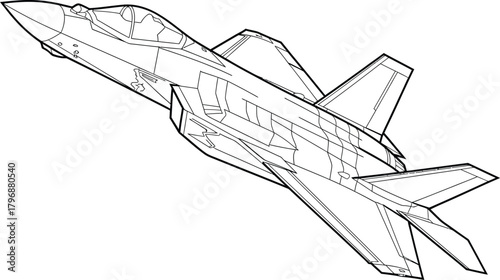 Fighter jet stealth, military aircraft aviation vector illustration. 