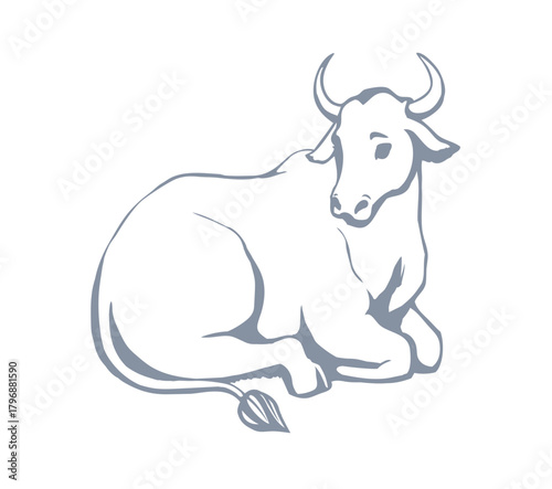 Vector drawing. Cute big cow