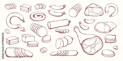 Meat production. Vector drawing food