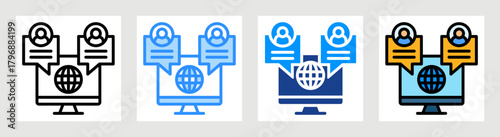 Online Forum Icon Collection Set Multiple Style