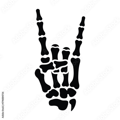 Skeleton hand rock and roll sign, a bold and edgy illustration for music lovers, tattoo design, or alternative fashion