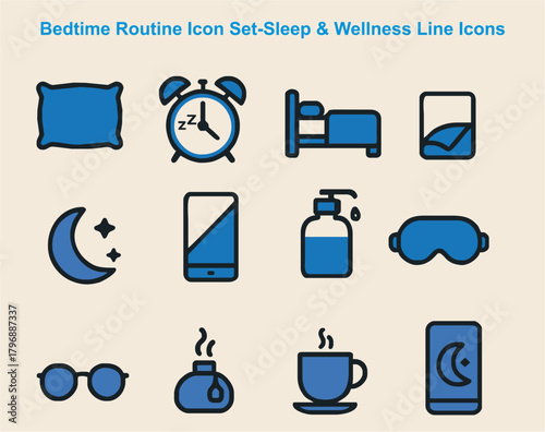 Bedtime Routine Icon Set-Slee...
