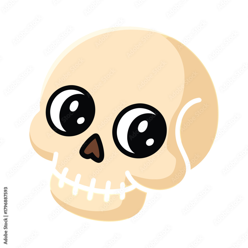 Fototapeta premium Cute skull with big eyes, perfect for halloween designs, spooky themes, or playful illustrations with a touch of macabre charm