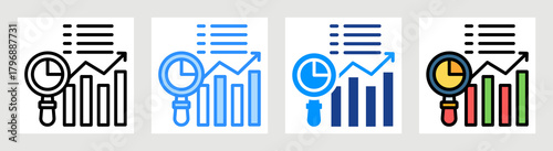 Statistical Analysis Icon Collection Set Multiple Style