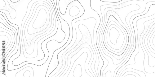 Topographic wave and curve line contour map background. Abstract wavy topographic map and curved lines background. Abstract geographic wave grid line map.	