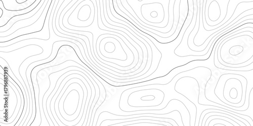 Topographic wave and curve line contour map background. Abstract wavy topographic map and curved lines background. Abstract geographic wave grid line map.	