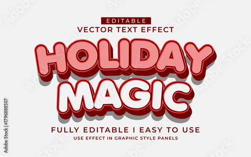 3d editable holiday magic text effect typography graphic style template