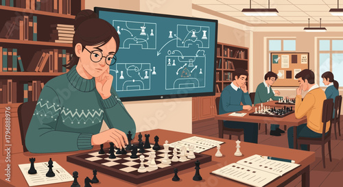 Concentrated intellects battling it out in a cerebral chessboard confrontation