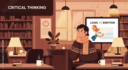 Conceptual Illustration of Critical Thinking Process and Cognitive Decision Making