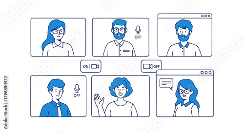 Online meeting video conference call concept showcasing teamwork collaboration and communication