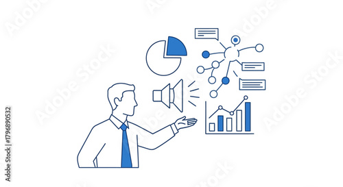 Data Presentation Sketch with Professional Figure and Visual Charts Illustration