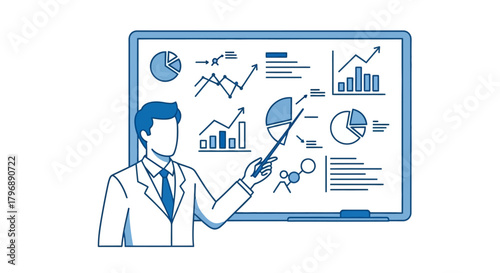 Strategic business presentation of analytical data visualization for development analysis