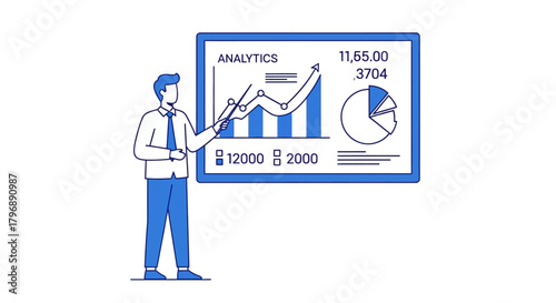 Professional explaining financial growth trends through an interactive data visualization