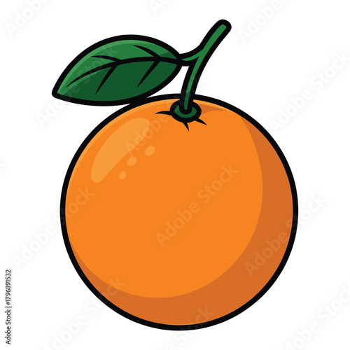 A vibrant orange illustration, complete with a verdant leaf and a glossy surface, captures the essence of citrusy freshness and healthy eating