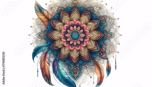 A dreamcatcher style mandala, Ai generated image