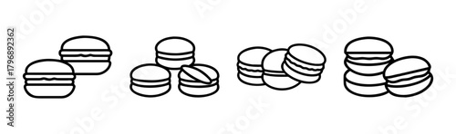 Delicate macarons pastry assortment hand drawn style for dessert lovers