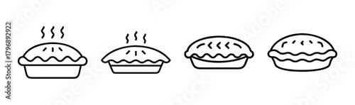 Four delicious baked pies ready to enjoy sweet treat desserts food icons