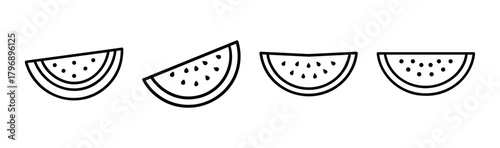 Simple hand-drawn watermelon slices grouped together minimalist fruit design