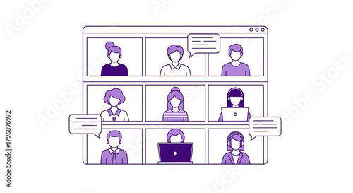 Online communication platform showcasing remote meetings and virtual collaboration illustrating