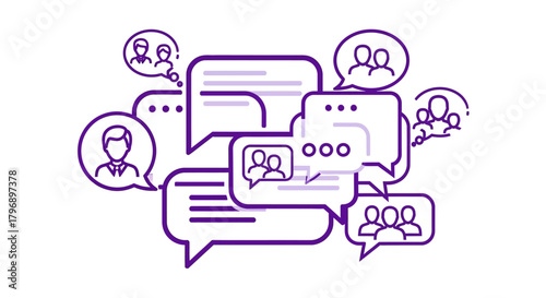 Abstract depiction of communication network showcasing dialogue and interaction between