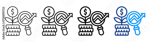 Investment Tracking Icon Different Style Outline Collection Set