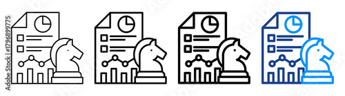 Data Strategy Icon Different Style Outline Collection Set
