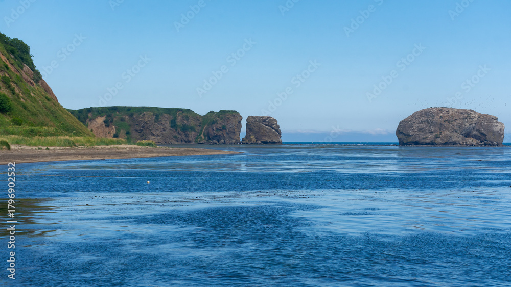 Fototapeta premium View of Tikhaya Bay, located on the east coast of Sakhalin Island