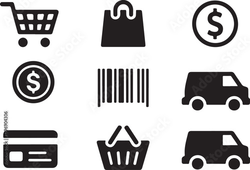 Collection of shopping icons for web design