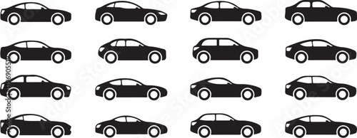 Collection of various car models, side view