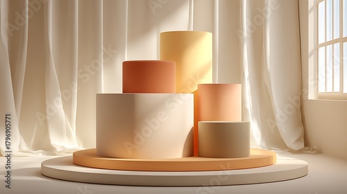 Modern geometric pastel podiums for product display presentation