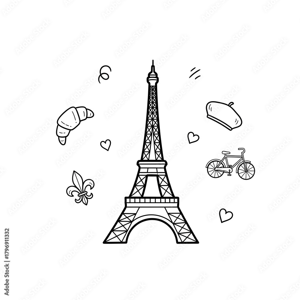 Fototapeta premium eiffel tower vector in isolated white