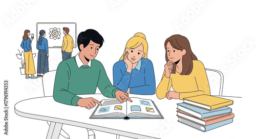 Collaborative review and discussion session with diverse professionals sharing ideas