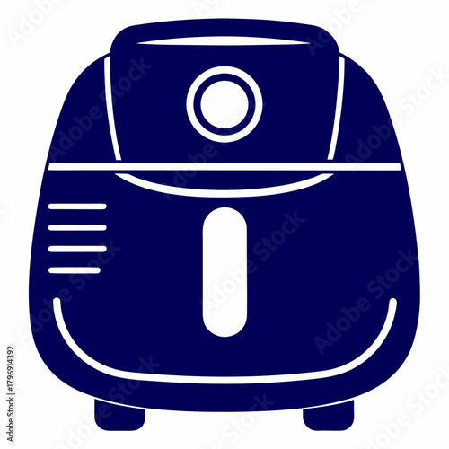 Silhouette Vector of a air fryer on white background. Solid air fryer icon. home cooking gadget. Modern kitchen appliance. 