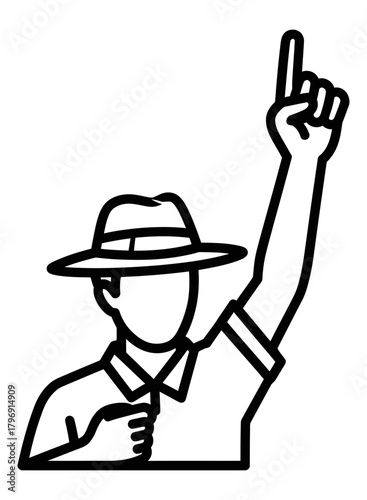 Line Art of Umpire Signalling a Point or Score A Clean and Simple Vector Graphic for Sports and Game-Related Content
