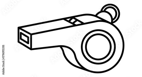 Referee Whistle Outline Crisp Line Art for Sports, Training & Emergency Signaling, Ideal for Diagrams, Manuals, and Educational Resources