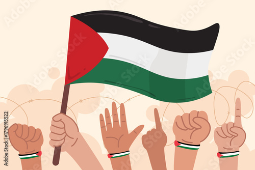 A symbol of the call for an end to the occupation and the granting of freedom to Palestine through the power of unity and common struggle.