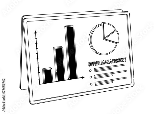 Dynamic business analytics and comprehensive office management reports illustrated with various charts, providing strategic insights and progress visualization