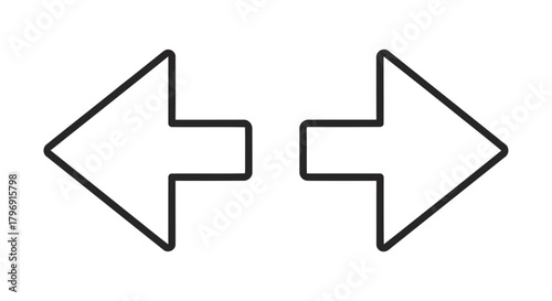 Clean outline arrows signifying horizontal navigation, previous/next content transitions, and flexible UI controls, enabling swift, intuitive interaction in digital designs