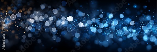 Panel kuchenny z motywem Abstract blue and golden hexagon bokeh background. digital glowing.