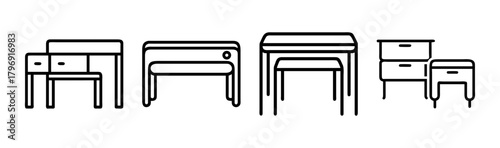 Modern vector illustration of nesting tables with clean lines and geometric shapes