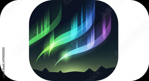 Northern lights aurora borealis night sky landscape vector illustration background wallpaper design graphic art