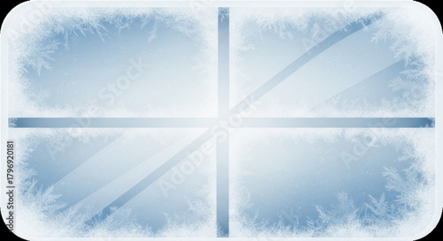 Frozen window pane with ice crystals winter season cold weather frost pattern background texture design element