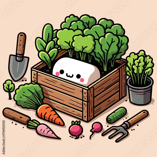 Kawaii Garden Harvest with Happy Veggies
