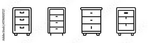 Scalable vector illustration of a modern side cabinet with clean lines and geometric design elements