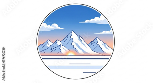 Mountain landscape vector illustration snowy peaks and blue sky nature scene for graphic design projects
